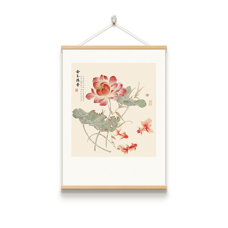 新中式荷花挂画电表箱遮挡装饰画