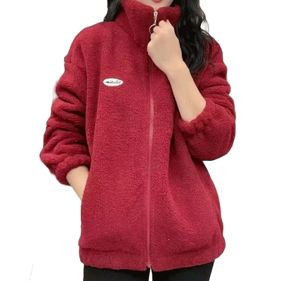 新款加绒加厚休闲颗粒绒保暖上衣