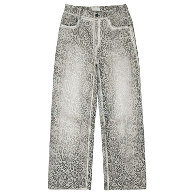 【ivy吕颖同款】CPLUS SERIES 做旧豹纹印花休闲宽松直筒长裤