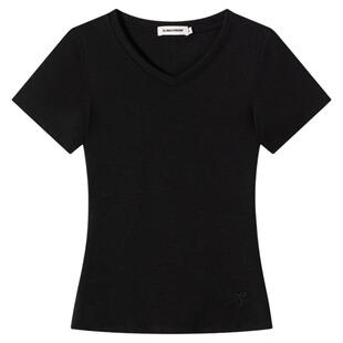 CLIMAX VISION莱赛尔云感亲肤弹力基础V领宽肩收腰休闲短袖T恤女