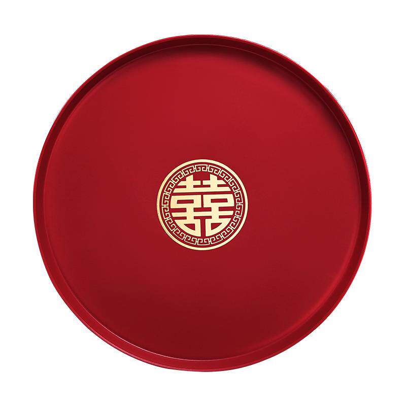 结婚果盘喜糖盘客厅红色喜庆敬酒托盘婚礼用的喜盘子婚庆用品大全