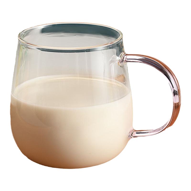 耐热无铅玻璃杯杯子食品级高鹏硅透明家用喝水茶杯把手水杯蘑菇杯