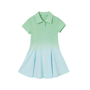 半度闲女童夏季polo短裙洋气薄款2025新款儿童夏装运动短袖连衣裙
