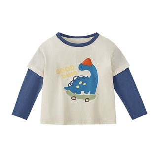 [7A抗菌]男童长袖t恤儿童春季假两件衣服男小童春装8宝宝上衣男宝