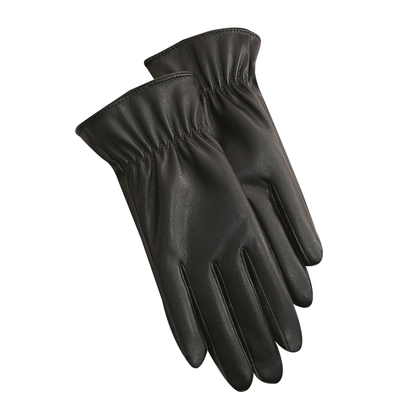 女士春秋天防寒加绒加厚皮手套