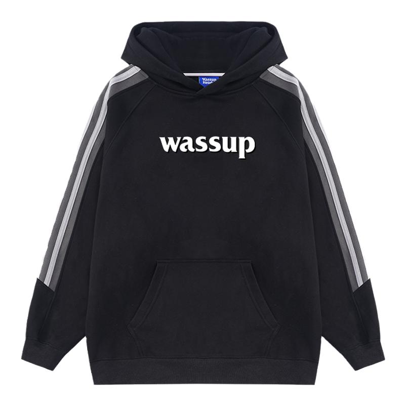 WASSUPHEODS加绒条纹卫衣男