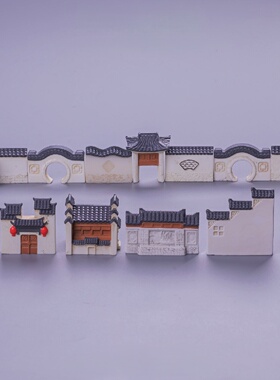 微景观江南徽派古建筑房子模型diy手作鱼缸造景配件桌面小摆件