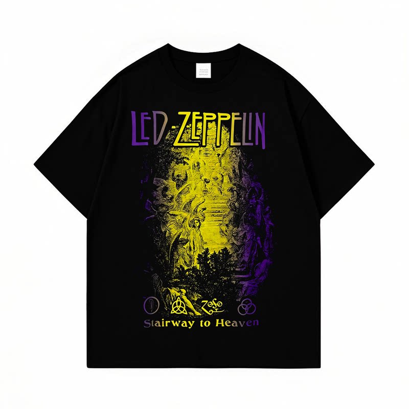 Led Zeppelin齐柏林飞艇乐队摇滚复古印花宽松纯棉短袖T恤男女夏