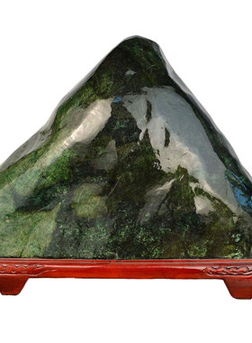 泰山墨玉摆件送底座礼品纪念品