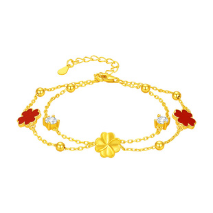 中国黄金央创四叶草黄金手链女足金轻奢小众女款生日礼物送女友