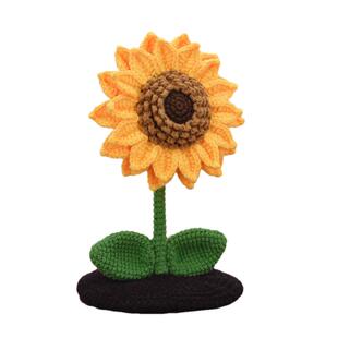 回放手工毛线diy向日葵手机支架材料包钩针编织郁金香花桌面摆件