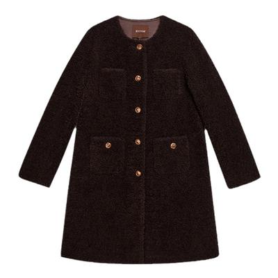 YINER音儿专选2025春季新款雅丹风中长款环保羊毛皮草大衣外套