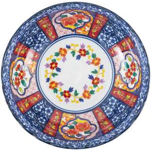 日本进口古伊万里风陶瓷圆盘餐盘平盘日式家用盘子米饭碗汤碗钵碗