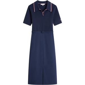 Tommy女拼接收腰镶边POLO连衣裙