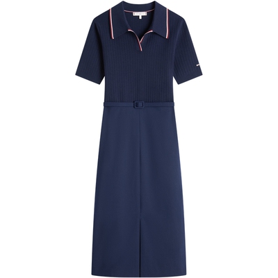 Tommy女拼接收腰镶边POLO连衣裙