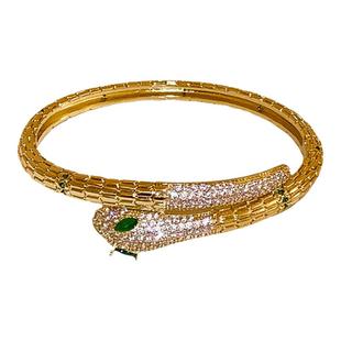 真金电镀锆石蛇形手镯时尚欧美设计感手环个性轻奢创意风手饰