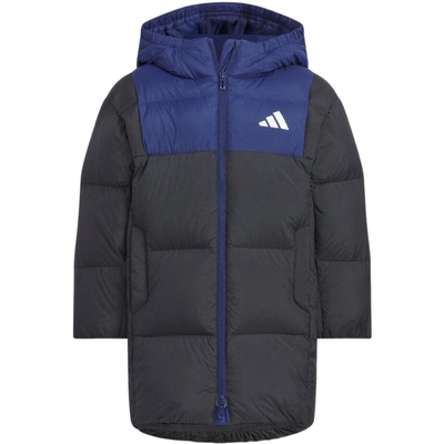 Adidas阿迪达斯男小童新款休闲中长款保暖连帽羽绒服外套KB5124
