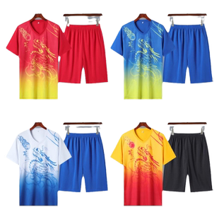 足球服套装团购定制龙纹龙舟比赛服球衣训练队服短袖夏季运动服装