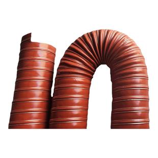 红色高温风管300度硅胶硫化耐高温腐蚀防火抽风软管伸缩钢丝风管