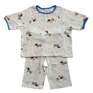 韩国宝宝家居服纯棉薄款半袖棉麻套装夏季儿童睡衣男女孩短袖小童