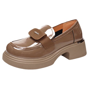 特价 千百度2025厚底增高亮漆牛皮女鞋乐福鞋皮鞋A24451579B01B15