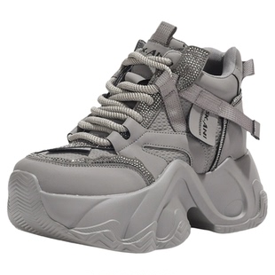 8cm内增高老爹鞋女款2025秋冬新款厚底运动鞋爆款加绒高帮小白鞋