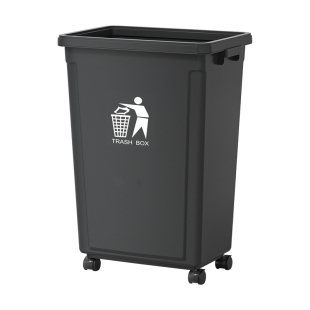 户外商用大垃圾桶灰色方形无盖大容量饭店餐饮带轮子家用厨房大号