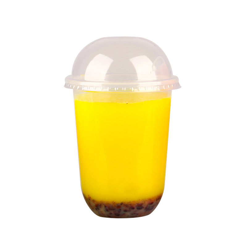 一次性奶茶杯子创意脏脏茶果汁水果塑料外卖U型胖胖杯带盖可定制