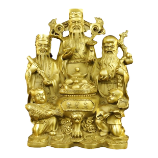 纯黄铜福禄寿摆件福禄寿三星家用供奉家居饰品客厅店铺开业礼品