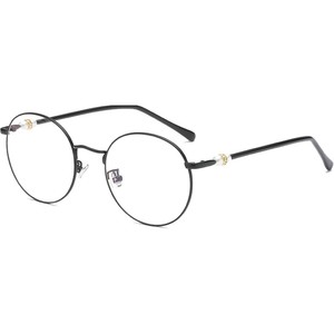 珍珠眼镜框架女士可配度数近视平光装饰椭圆形眼睛复古大脸显瘦