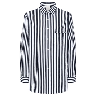 RE-EDITION系列 BEANPOLE滨波 男士时尚美拉蓝竖条纹长袖全棉衬衫