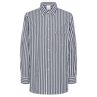 滨波竖条纹长袖全棉衬衫