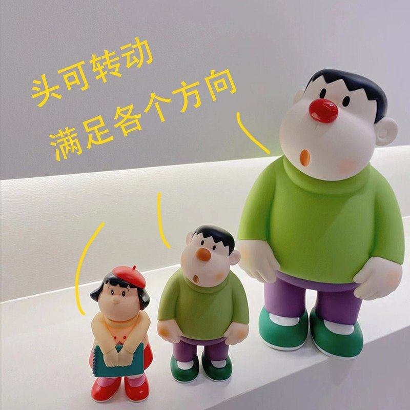 21歪头胖虎大手办卡通动漫玩具潮生日礼物玩偶男生女生摆件玩小桌