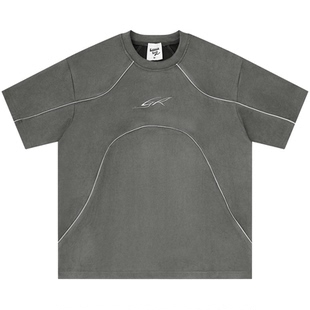 From Mars Line splicing sports style short-sleeved T-shirt