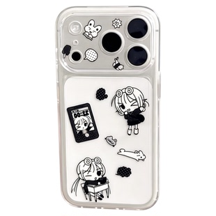 Black White Circle Pattern Cartoon Soft Phone Case Precise Cutout 适用 iPhone 17 Pro Max 16 15 14 11