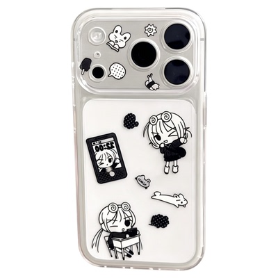Black White Circle Pattern Cartoon Soft Phone Case Precise Cutout 适用 iPhone 17 Pro Max 16 15 14 11