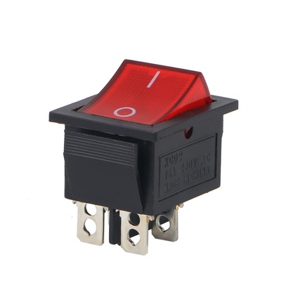 船型开关翘板按钮红色带灯电源