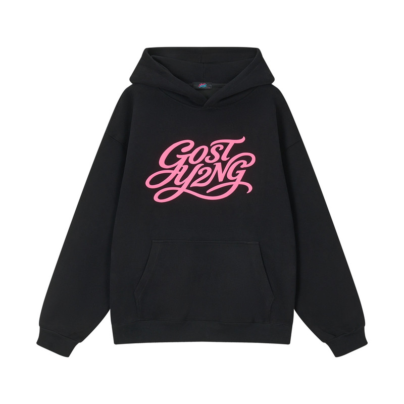 GOST&Y2NG联名花体带帽卫衣发泡印花宽松休闲上衣