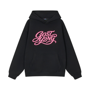 GOST&Y2NG联名花体带帽卫衣发泡印花宽松休闲上衣
