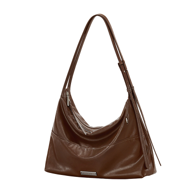 LIVEBOX真皮斜挎托特包棕色