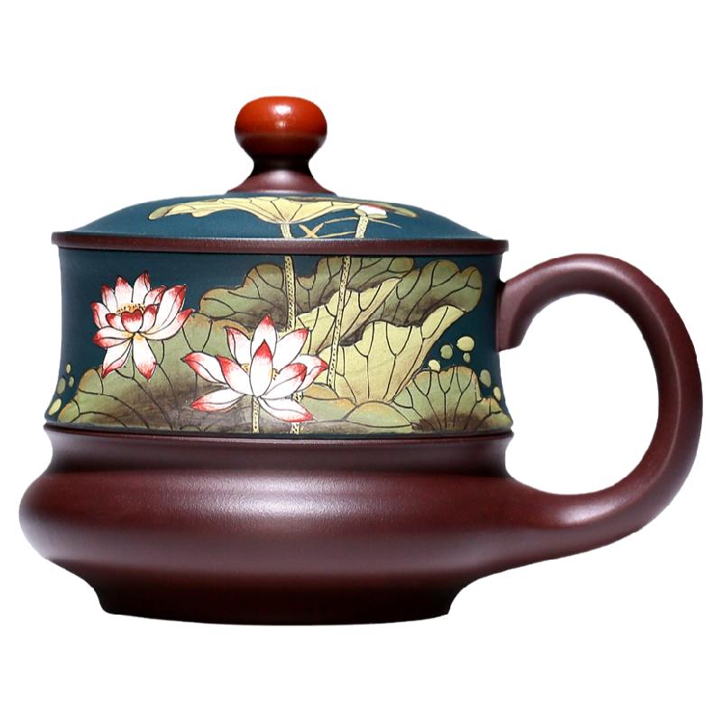 纯全手工名家风小岭大容量紫砂杯