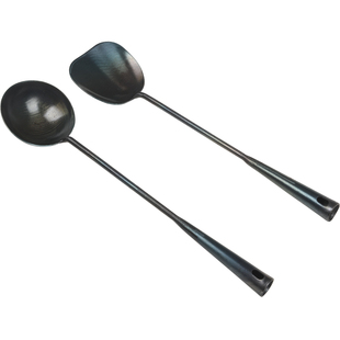 章丘手工锻打铁锅大铁勺传统家用厨师锅铲子长柄炒勺长把炒菜铲勺