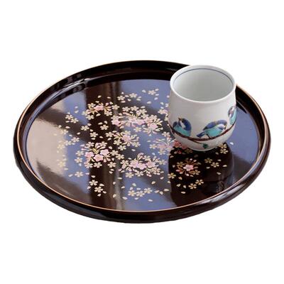 日本进口山中漆器手绘樱花茶具