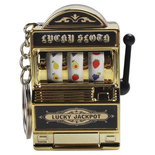 迷你水果机钥匙扣挂件转转机游戏老虎拉霸机玩具幸运抽奖挂饰送礼