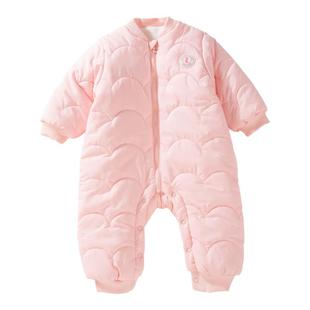 童泰婴儿连体衣冬款加厚宝宝连体衣冬季哈衣棉衣外出羽绒服面料冬