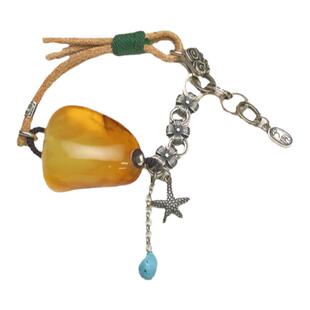 二姐家珠宝定制琥珀蜜蜡天然原石打磨手工精编绳艺手链手牌女通勤