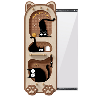 中古风玄关镜子装饰画洞洞板隐形推拉穿衣镜抽象复古全身镜壁挂画