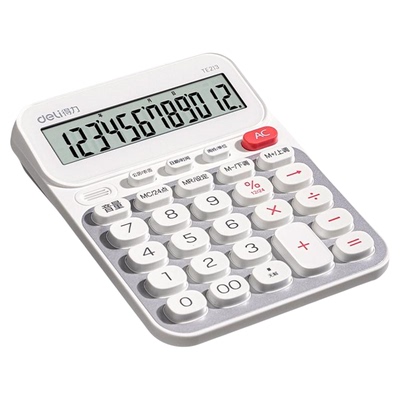 得力计算器真人语音播报办公会计用学生用大屏幕大按键宽屏数显计算器多功能便携商用双电池款高颜值计算器