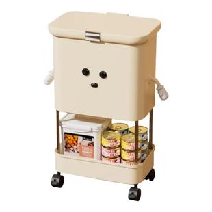 猫粮储存桶狗粮密封桶防潮猫咪零食罐头移动收纳盒宠物用品置物架