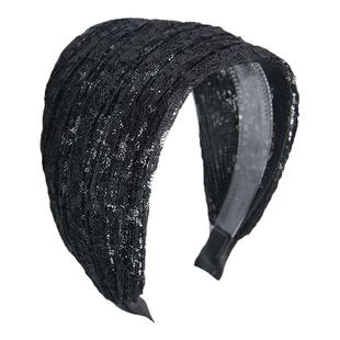 蕾丝宽边发箍女遮白发神器夏季透气束发头箍简约带齿防滑发卡头饰